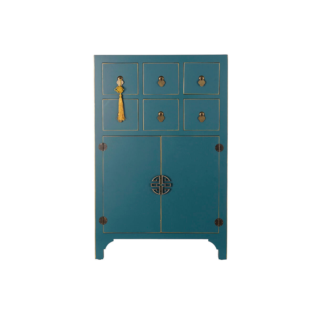 8424001912407 - Schubladenschrank Blau Gold Tanne Holz MDF Orientalisch 63 x 27 x 101 cm 63 x 27 x 100 cm