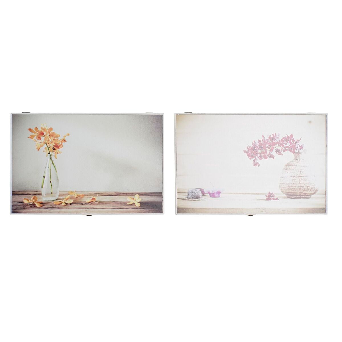 8424001937684 - Dekorative Box Gelb Beige Rosa Holz MDF Blomster Vase Zähler (2 Stück) 8424001937684 - Dekorative Box Gelb Beige Rosa Holz MDF Blomster Vase Zähler (2 Stück)