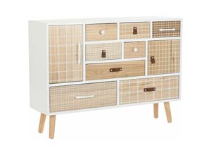 8424001939626 - Paulownia Buffet 95x26x675 10 Weiße Schubladen Material Paulownia Multicolor -Farbfamilienbuffets und TV -Möbeldetails