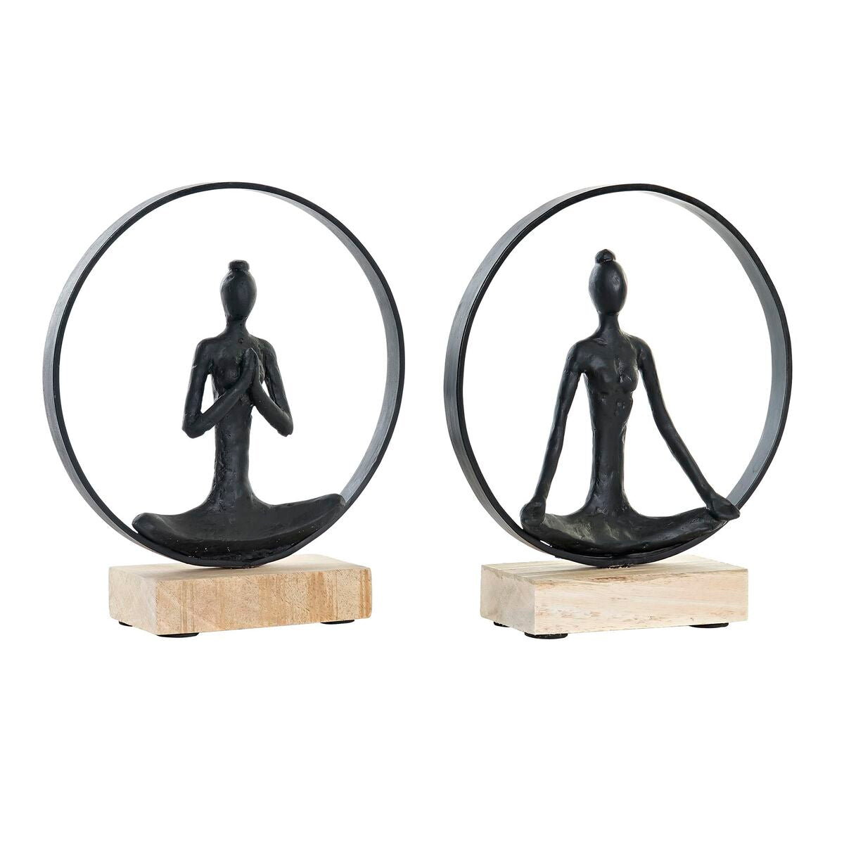 8424001941254 - Deko-Figur 23 x 10 x 27 cm Schwarz Braun Yoga (2 Stück)