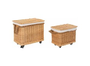 8424001943111 - Dkd Home Decor - Set von 2 Weidenkörben 48x33x43 Naturräder Weidenmaterial mehrfarbige Farbfamilienkörbe und Kisten Details