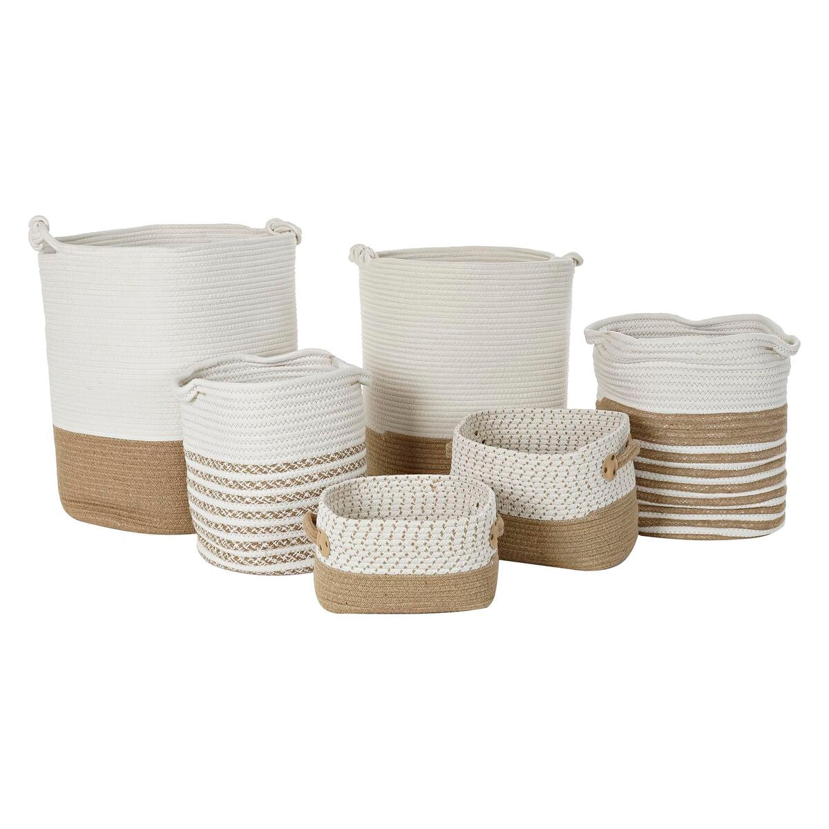 8424001944491 - Nicht Zutreffend - Korb-Set dkd Home Decor Weiß Baumwolle Jute (45 x 45 x 54 cm) (6 Stücke) 8424001944491 - Nicht Zutreffend - Korb-Set dkd Home Decor Weiß Baumwolle Jute (45 x 45 x 54 cm) (6 Stücke)