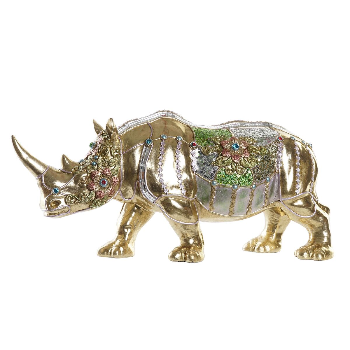 8424001947065 - Nicht Zutreffend - Deko-Figur dkd Home Decor Golden Harz Bunt Nashorn (55 x 175 x 25 cm)