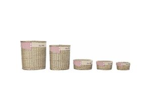 8424001956951 - Dkd Home Decor - Beschichtungskorb Set 5 Polyester Wicker 51x37x56 Natürlicher Polyester Weiden Multikolor -Farbmaterial Körbe und Kisten Details