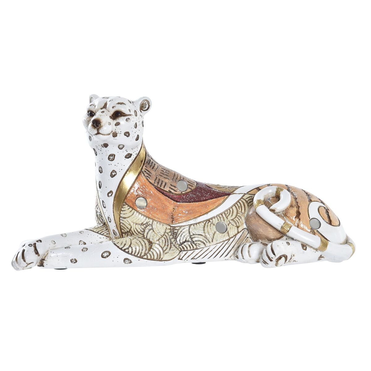 8424001958320 - Deko-Figur Weiß Orange Leopard Kolonial 24 x 10 x 12 cm 8424001958320 - Deko-Figur Weiß Orange Leopard Kolonial 24 x 10 x 12 cm