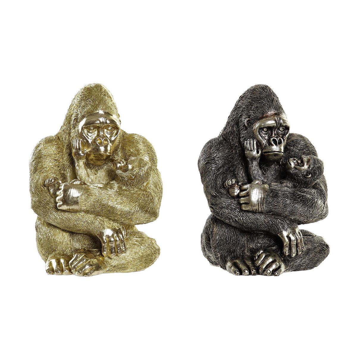 8424001968770 - Deko-Figur 22 x 235 x 31 cm Silberfarben Gold Kolonial Gorilla (2 Stück)