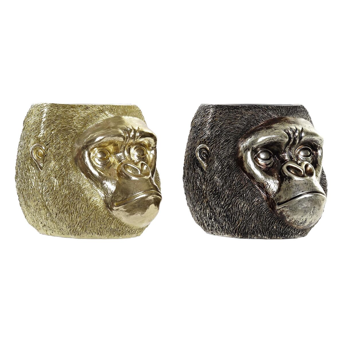 8424001968817 - Deko-Figur 20 x 245 x 185 cm Silberfarben Gold Kolonial Gorilla (2 Stück)