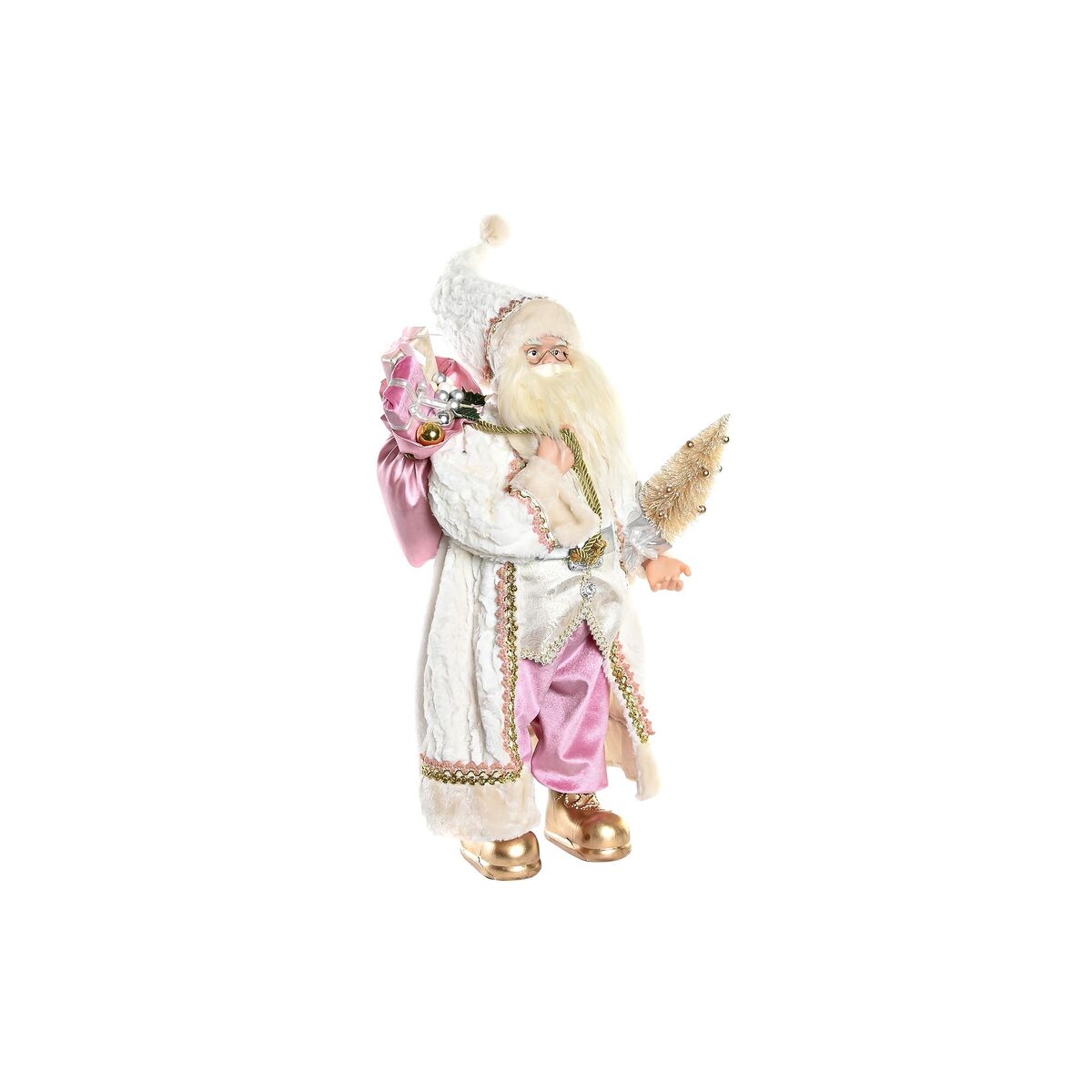 8424001974962 - Deko-Figur Weihnachtsmann Weihnachten Grau Rosa PVC Holz 32 x 20 x 60 cm