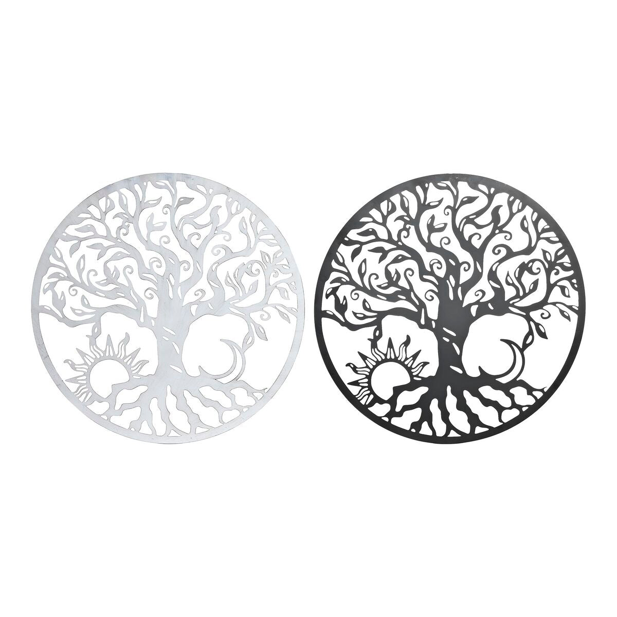 8424001997220 - Wanddekoration Schwarz Metall Weiß Indianer Mond (2 Stück) (60 x 1 x 60 cm)