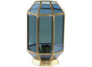 8424002001537 - Dkd Home Decor - Messing Table Lampe 18x19x29 Blaues Messingglas mehrfarbiger Farbfarbfamilie Details Details Details