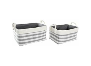 8424002006051 - Dkd Home Decor - Basket Set 2 Baumwolle 40x30x23 graues Baumwollmaterial mehrfarbige Farbfamilienkörbe und Kisten Details