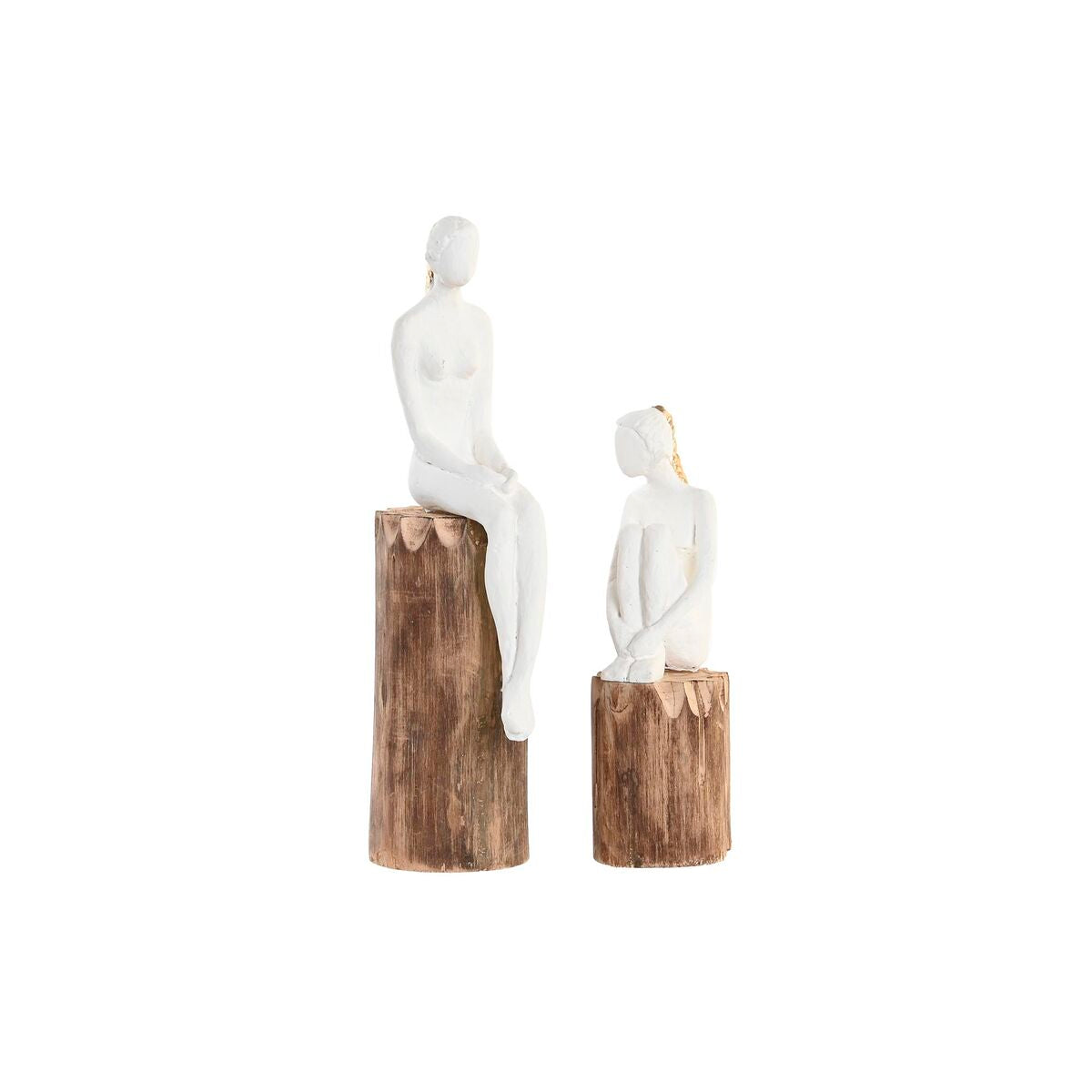 8424002009045 - Nicht Zutreffend - Deko-Figur dkd Home Decor Damen Braun Weiß Harz Mango-Holz Urban (2 Stück)