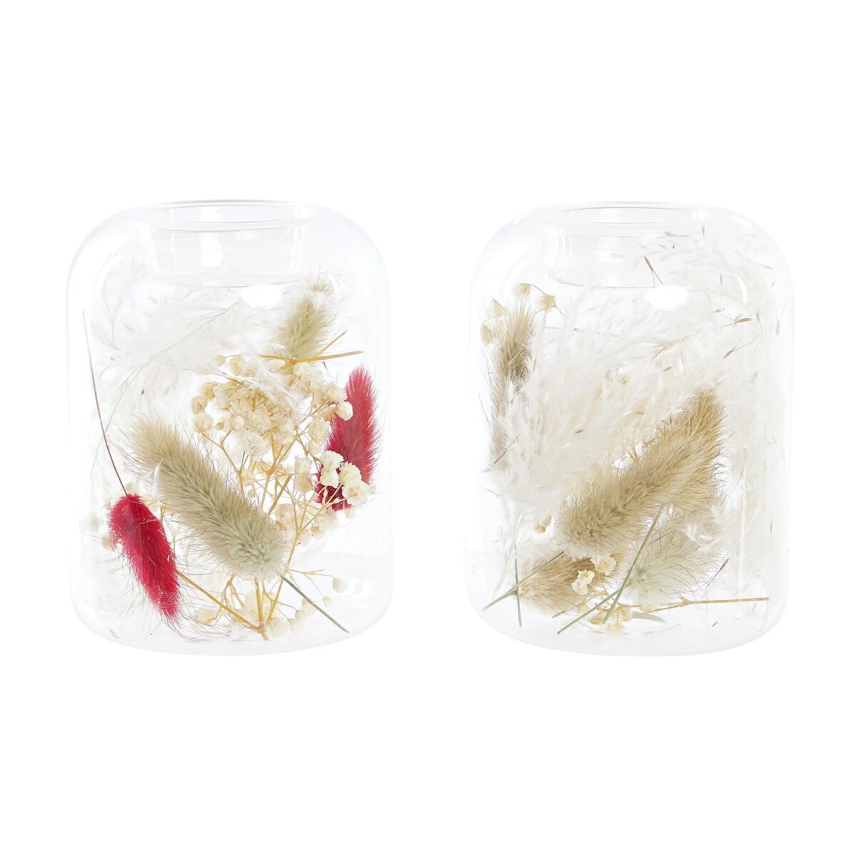 8424002017989 - Trockenblumen-Teelichthalter aus Glas 8x8x11 cm (x2)