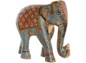 8424002019082 - Dkd Home Decor - Mango -Figur 29x12x26 Elefant Handleiter Bleu Material Mehrfarbige Farbfamilien -Figuren Détails Details