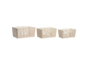 8424002020491 - Dkd Home Decor - Set von 3 Metall Baumwollkörbe 40x30x20 Beige Baumwollmetallmaterial mehrfarbige Farbfamilienkörbe und Kisten Details