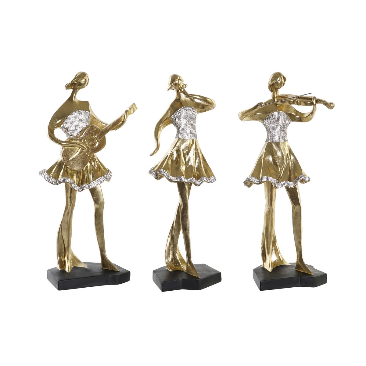 8424002025250 - Deko-Figur Musik 20 x 12 x 415 cm Ballerina Gold Romantisch (3 Stück)