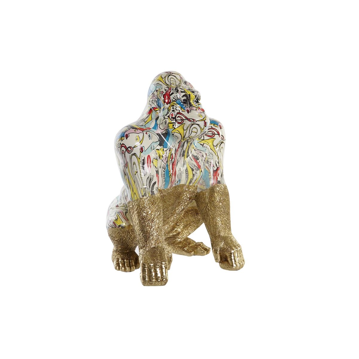 8424002025410 - Dekorative Figur DKD Wohnkultur 285 x 265 x 41 cm Goldener Multikolen -Gorilla