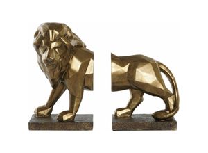 8424002025496 - Dkd Home Decor - Set 2 Harzlivres 32x15x245 Golden Lion Harzmaterial Multicolor -Farbfamilien -Figuren Details Details Details