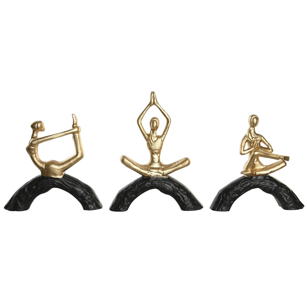 8424002044763 - Deko-Figur 28 x 7 x 35 cm 28 x 8 x 36 cm Schwarz Gold Yoga (3 Stück)