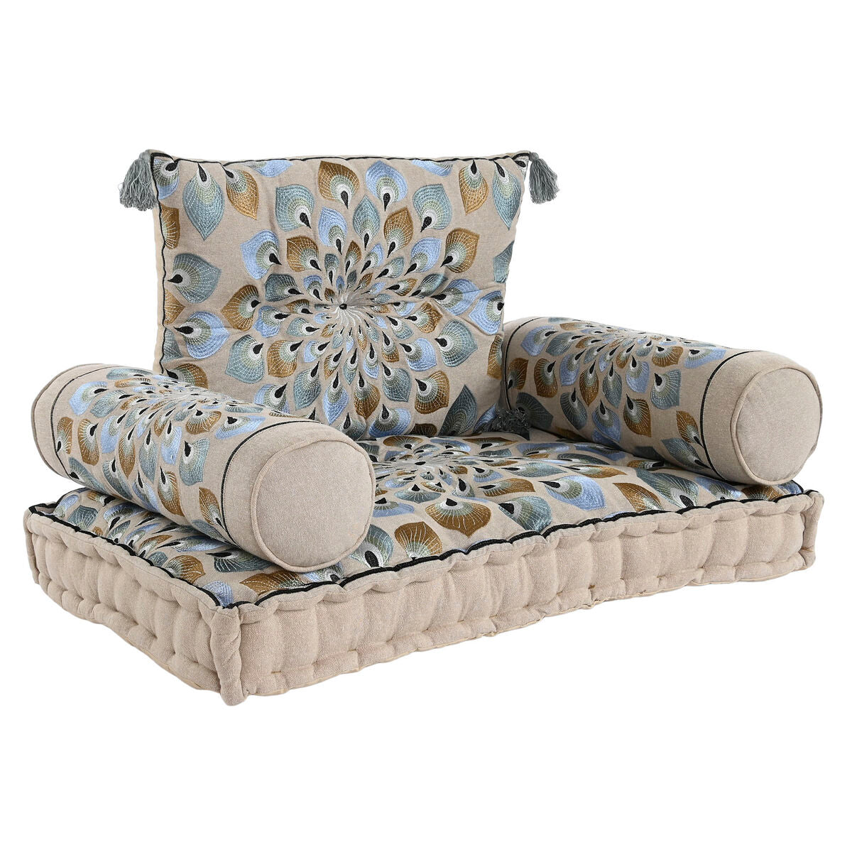8424002052911 - Gartensofa dkd Wohnkultur blau Beige 90 x 55 x 18 cm