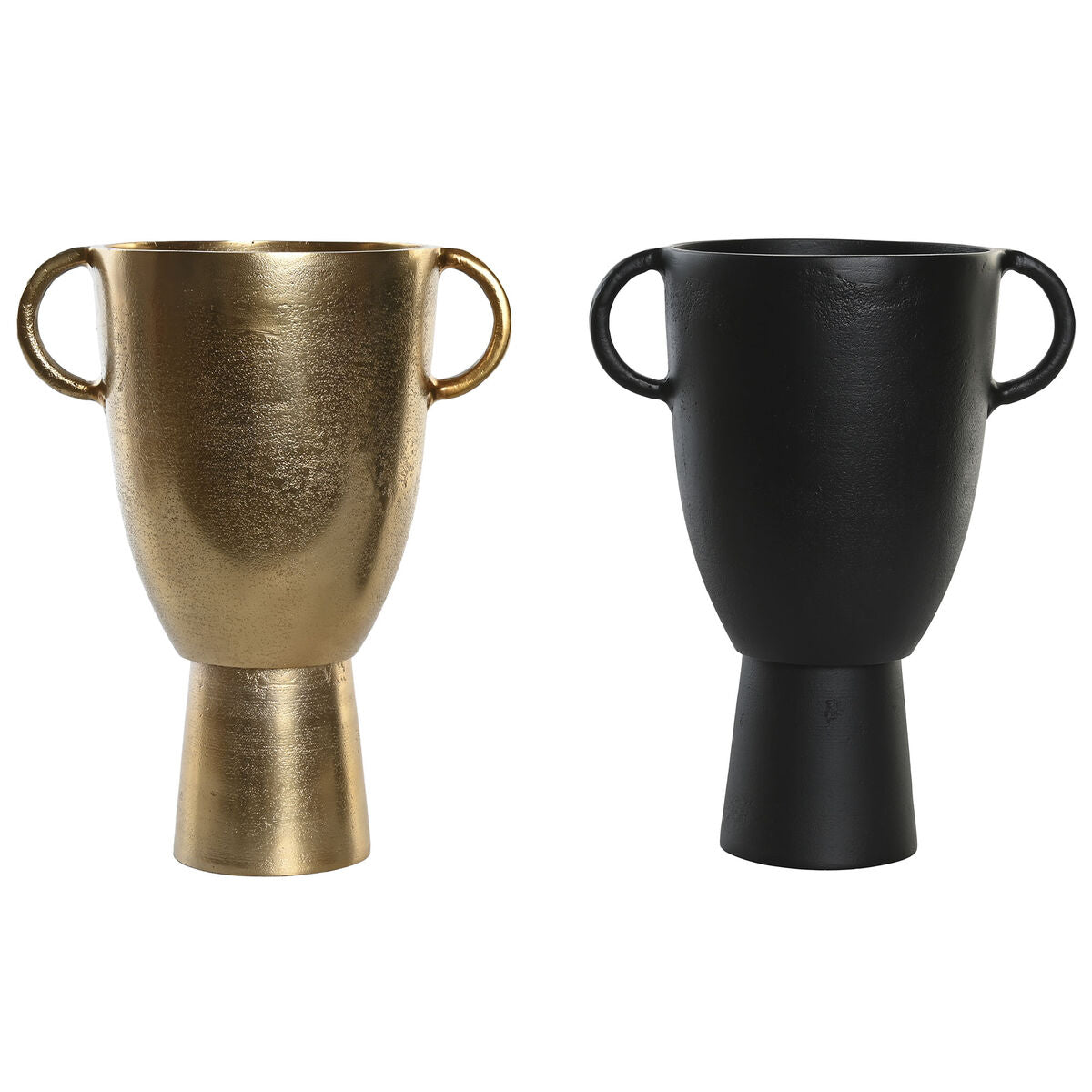8424002057046 - Vase 23 x 16 x 29 cm Schwarz Gold Aluminium Moderne (2 Stück)