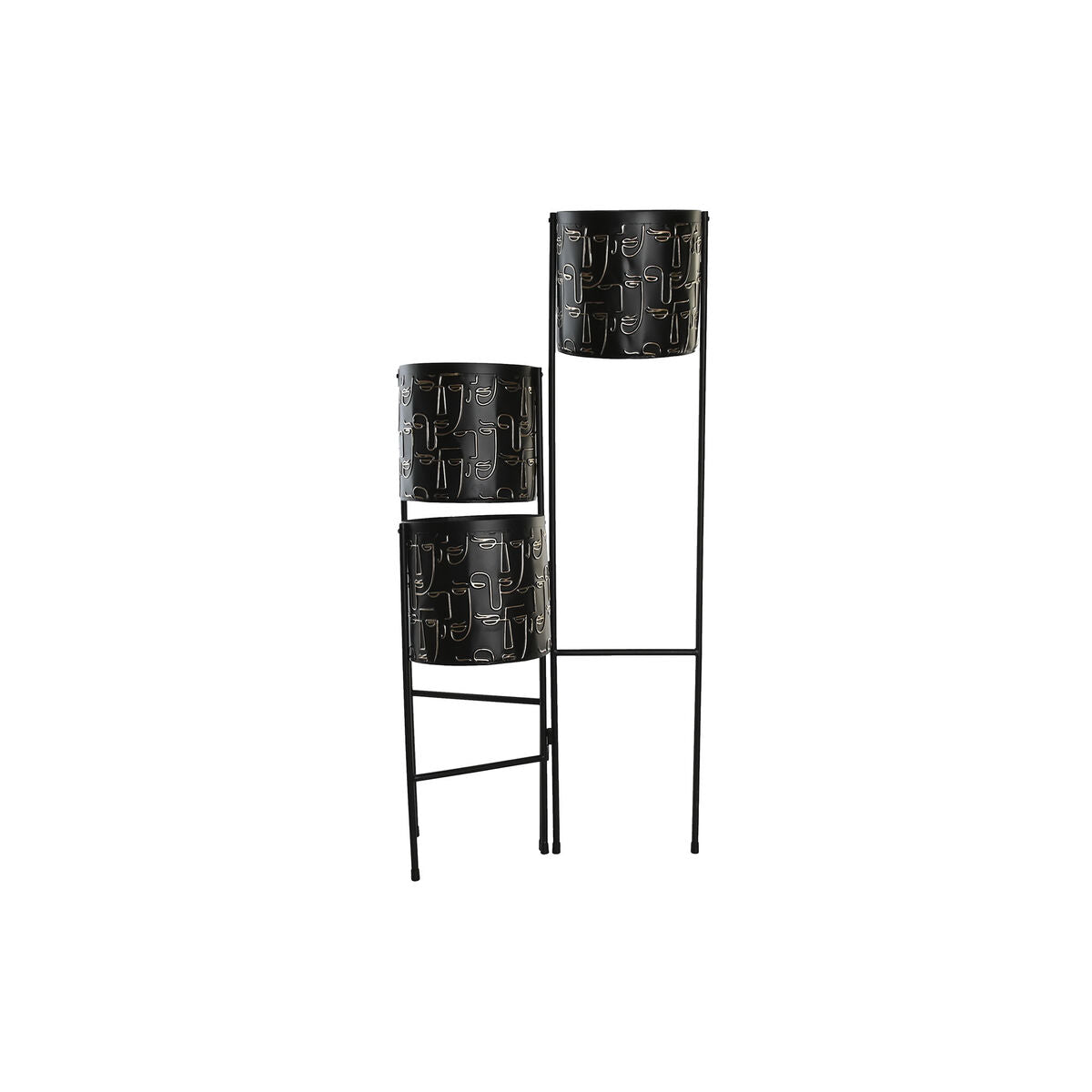 8424002065393 - Pflanzer Schwarzes goldenes Metall Gesicht 22 x 22 x 93 cm
