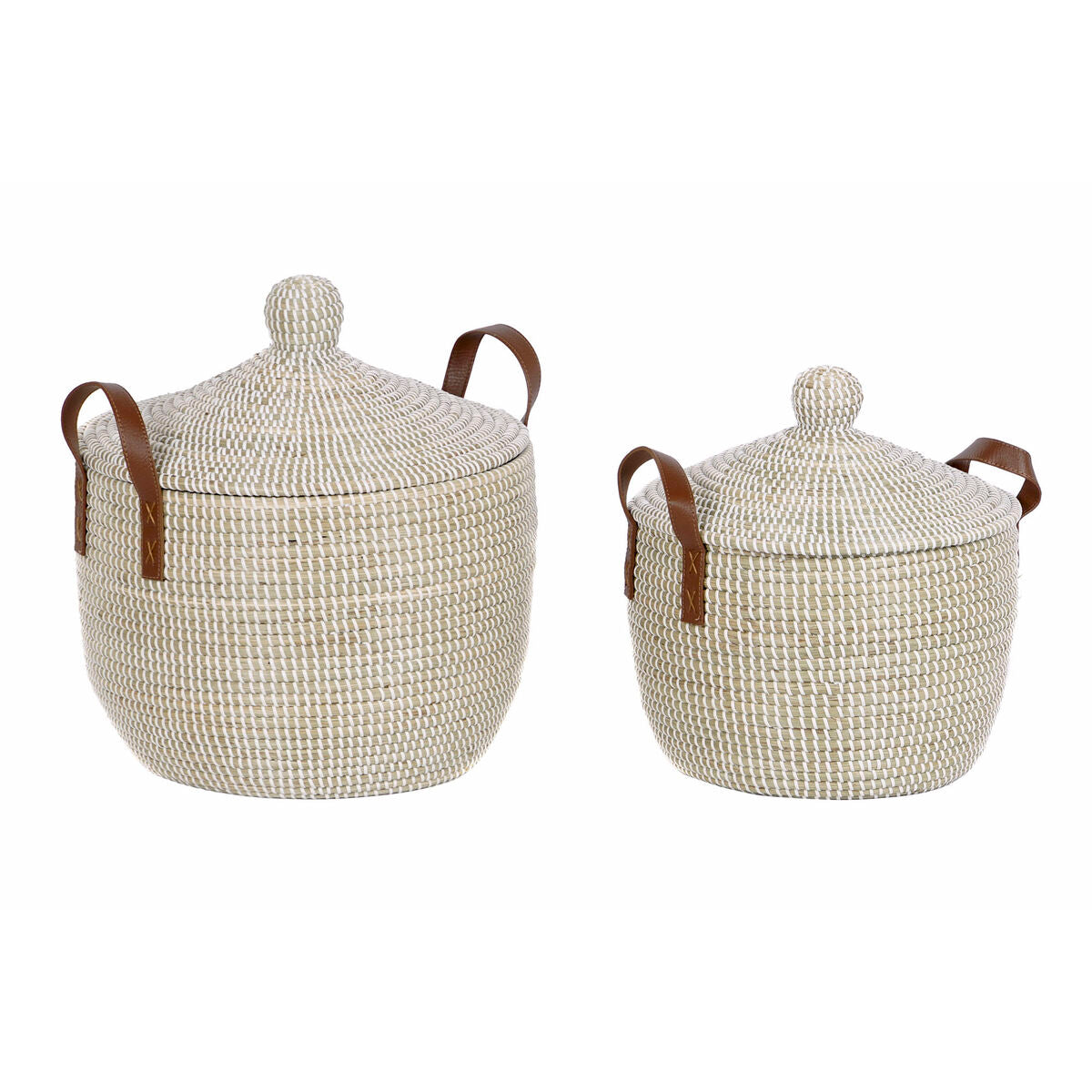 8424002075637 - Basket set Natural Light brown Polyurethane Seagrass 42 x 42 x 45 cm