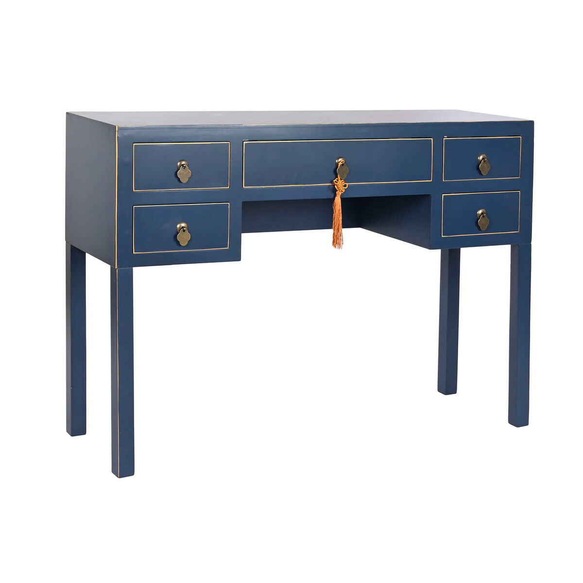 8424002083021 - Schreibtisch Blau Gold Metall Kiefer Holz MDF 110 x 35 x 78 cm 8424002083021 - Schreibtisch Blau Gold Metall Kiefer Holz MDF 110 x 35 x 78 cm