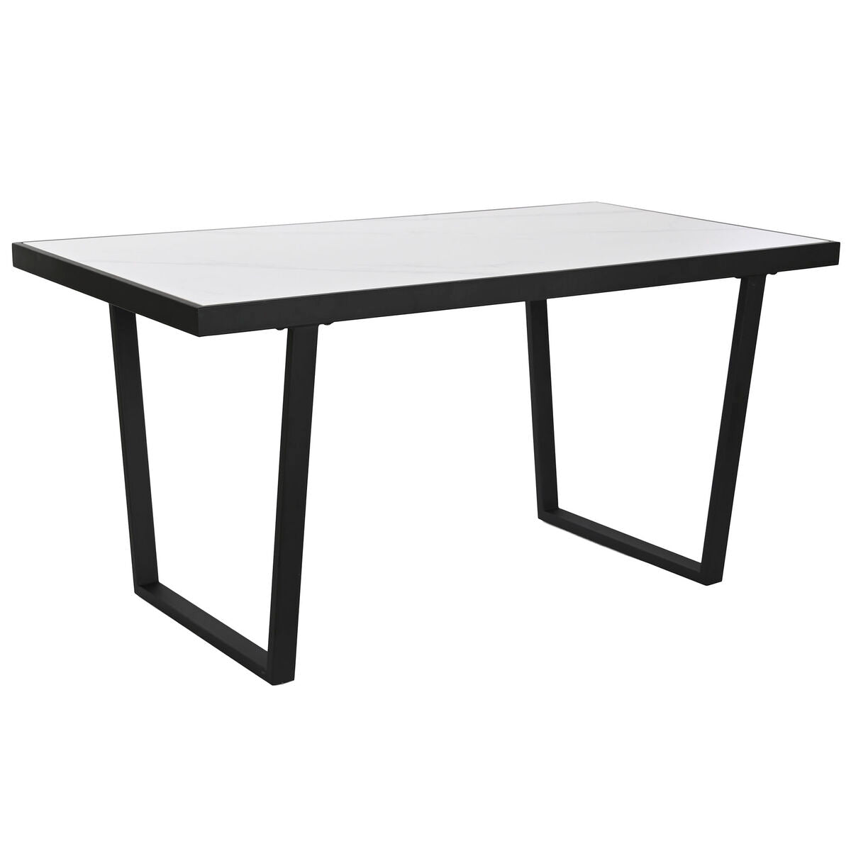 8424002089528 - Esstisch Weiß Schwarz Metall 150 x 80 x 75 cm