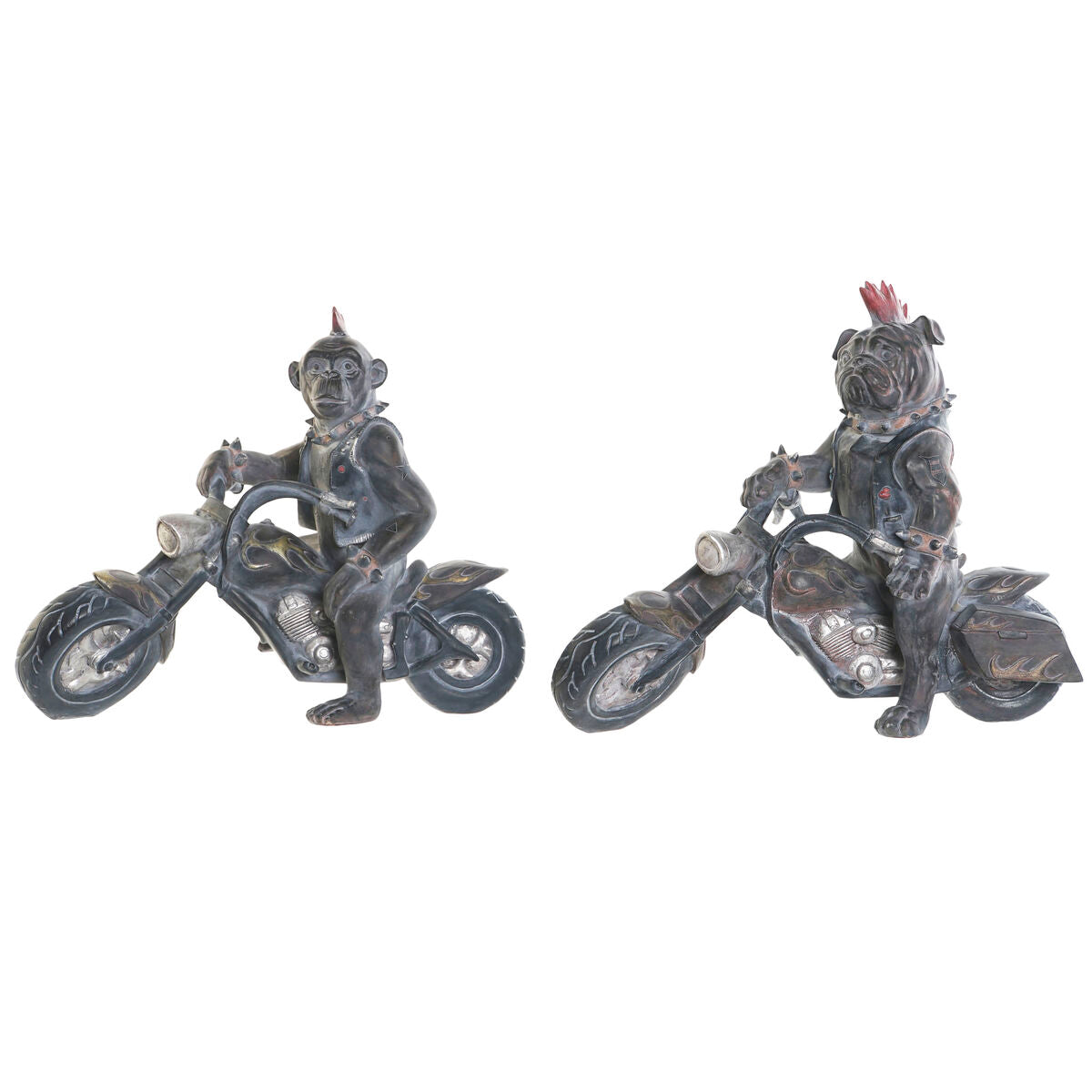 8424002093648 - Deko-Figur Dunkelgrau Motorradfahrer 24 x 15 x 29 cm (2 Stück)