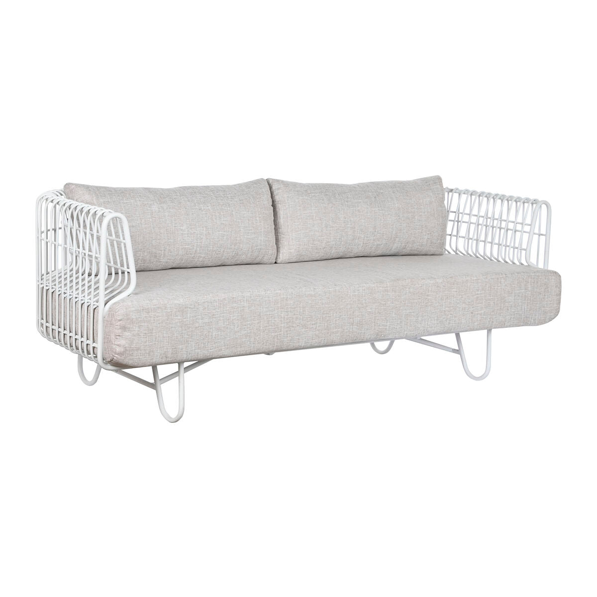 8424002098711 - Sofa Home Esprit White Beige Metal 180 x 66 x 66 cm