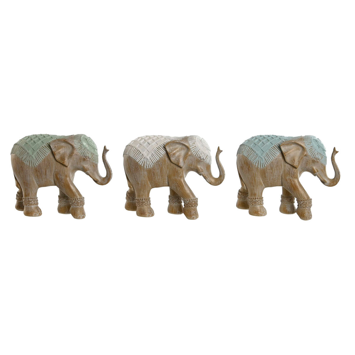 8424002100421 - Deko-Figur Weiß grün türkis Elefant Kolonial 215 x 85 x 16 cm (3 Stück)