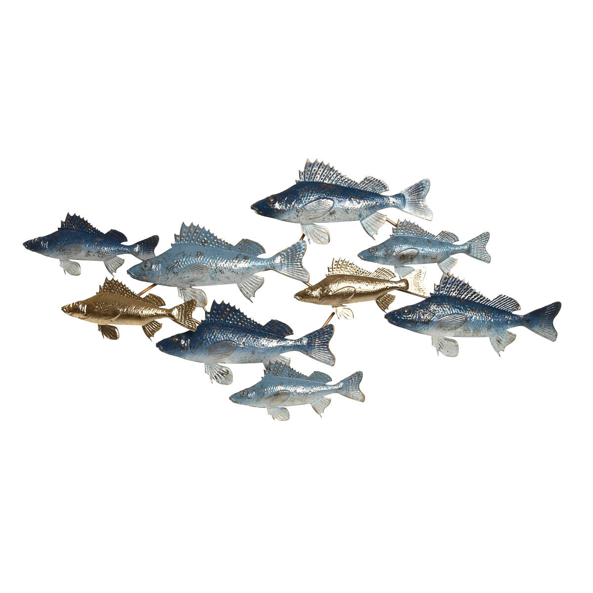 8424002109974 - Wall Decoration Blue Golden Mediterranean Fish 118 x 65 x 58 cm