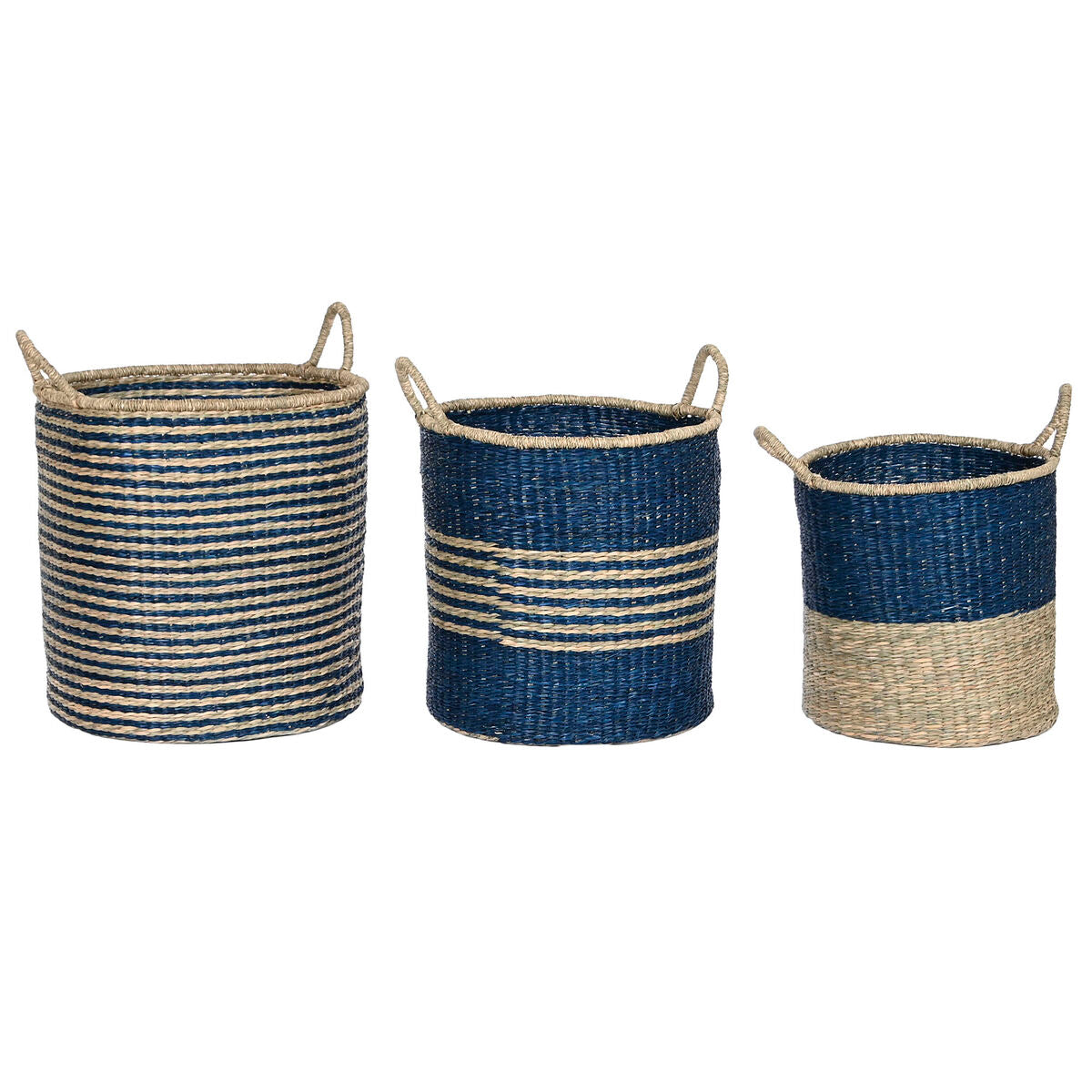 8424002110697 - Korb-Set Blau natürlich Jute Seegras Mediterraner 43 x 43 x 54 cm (3 Stücke)