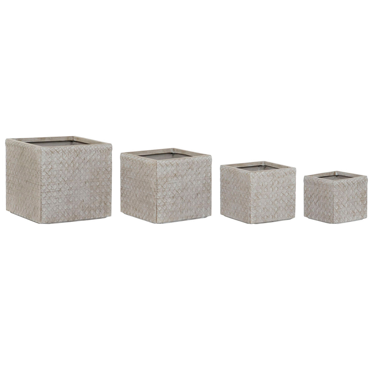 8424002110987 - Set von Pflanzgefäßen Home Esprit Beige Fiberglass Magnesium 445 x 445 x 425 cm (4 Einheiten)