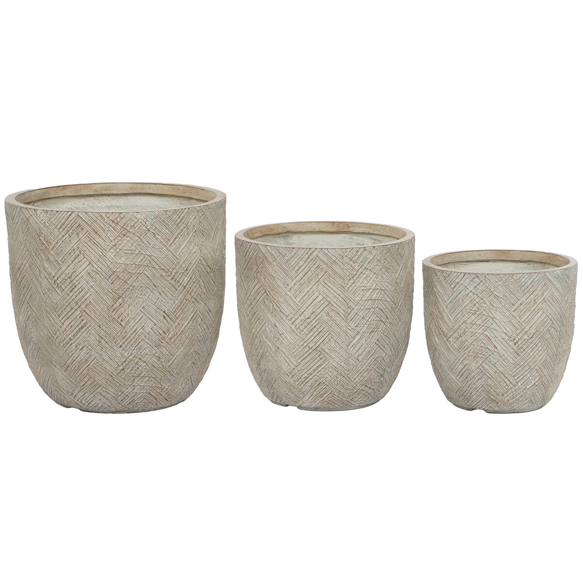 8424002111014 - Set of Planters Beige Fibreglass Magnesium 445 x 445 x 43 cm (3 Units)