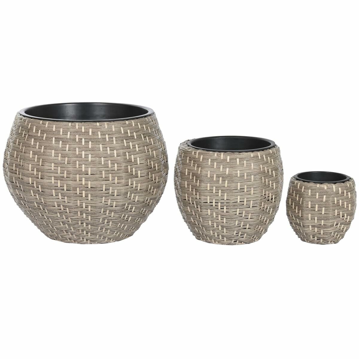 8424002111106 - Set of Planters Multicolour Rattan Squared