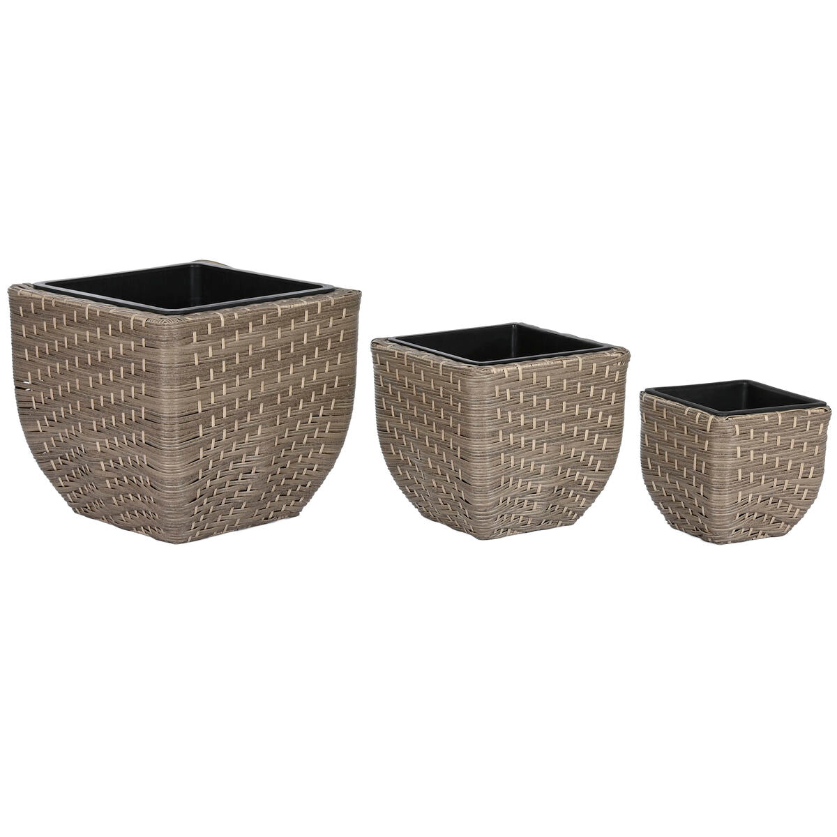 8424002111113 - Set von Pflanzgefäßen Home Esprit Polypropylen Rattan 40 x 40 x 36 cm