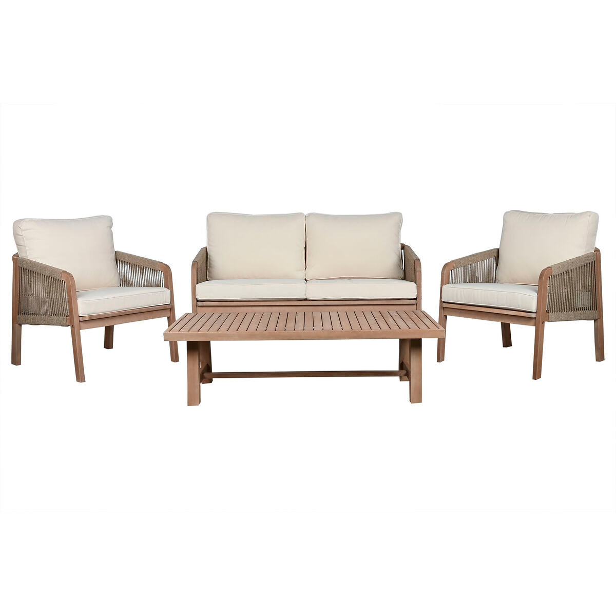 8424002116033 - Table Set with 3 Armchairs Brown Rope Acacia 138 x 79 x 83 cm