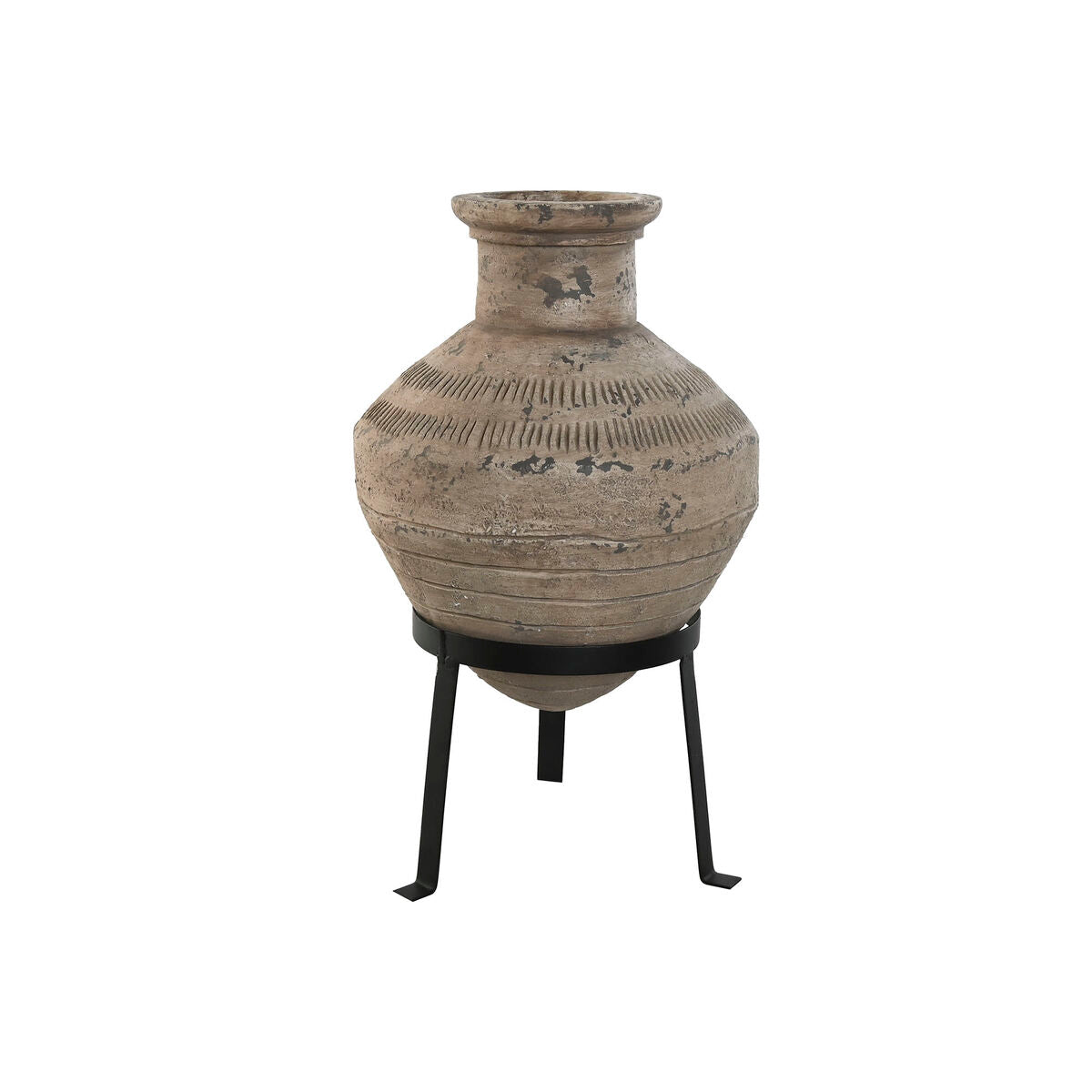 8424002118433 - Vase Schwarz Beige Metall Magnesium 28 x 28 x 47 cm