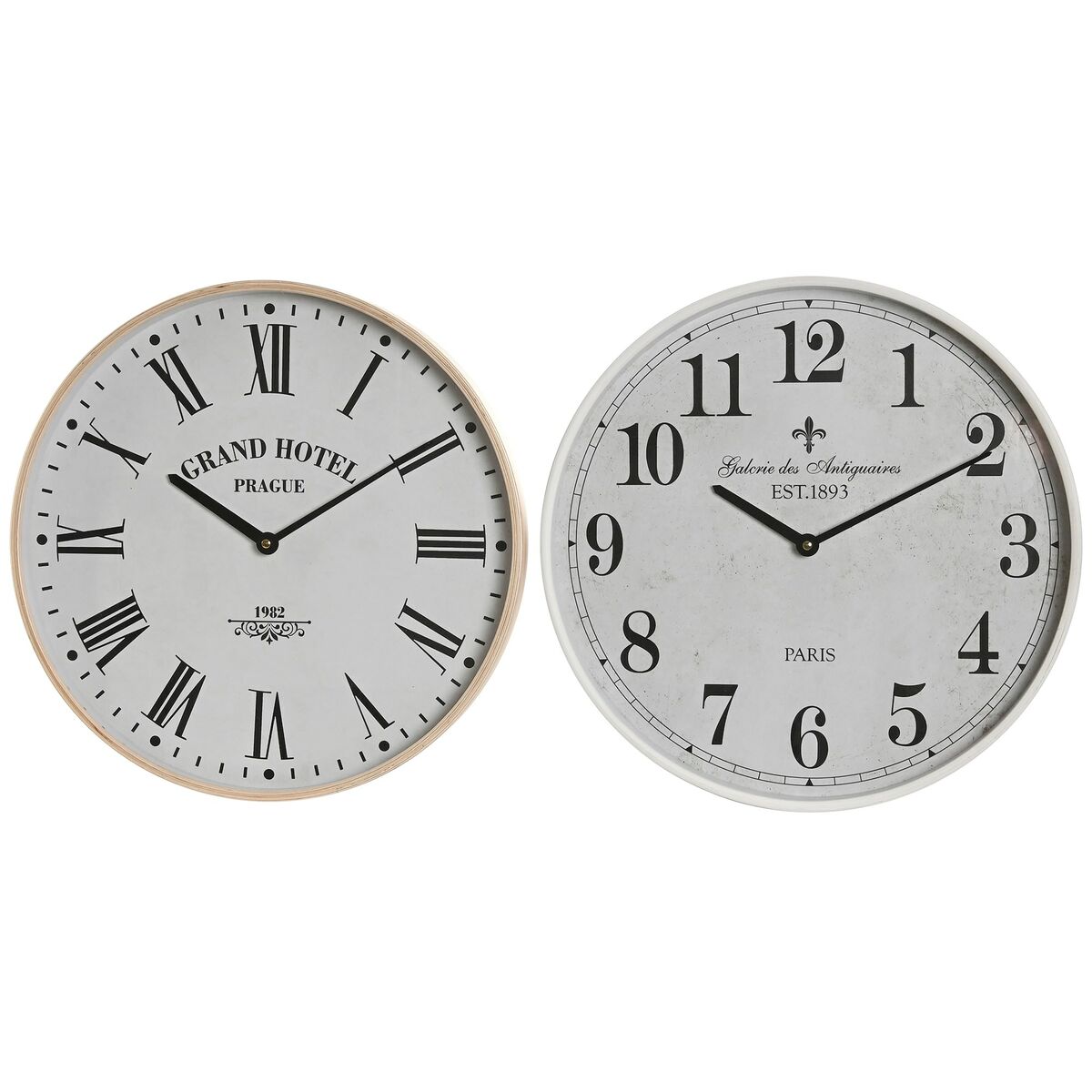 8424002120658 - Wall Clock White Crystal MDF Wood 40 x 45 x 40 cm (2 Units)