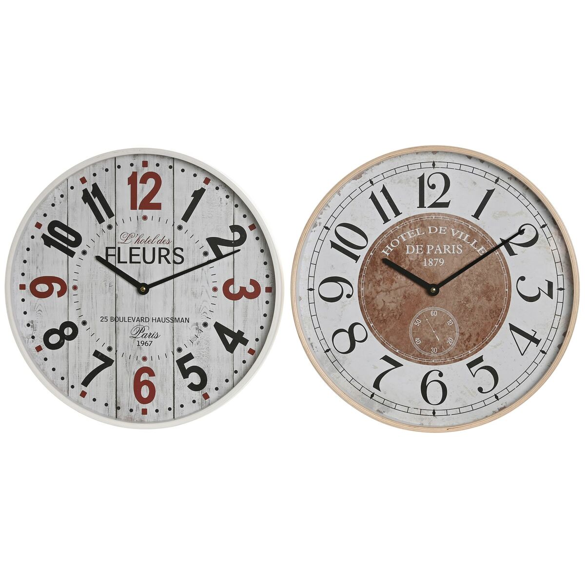 8424002120665 - Wall Clock White Crystal MDF Wood 40 x 45 x 40 cm (2 Units)