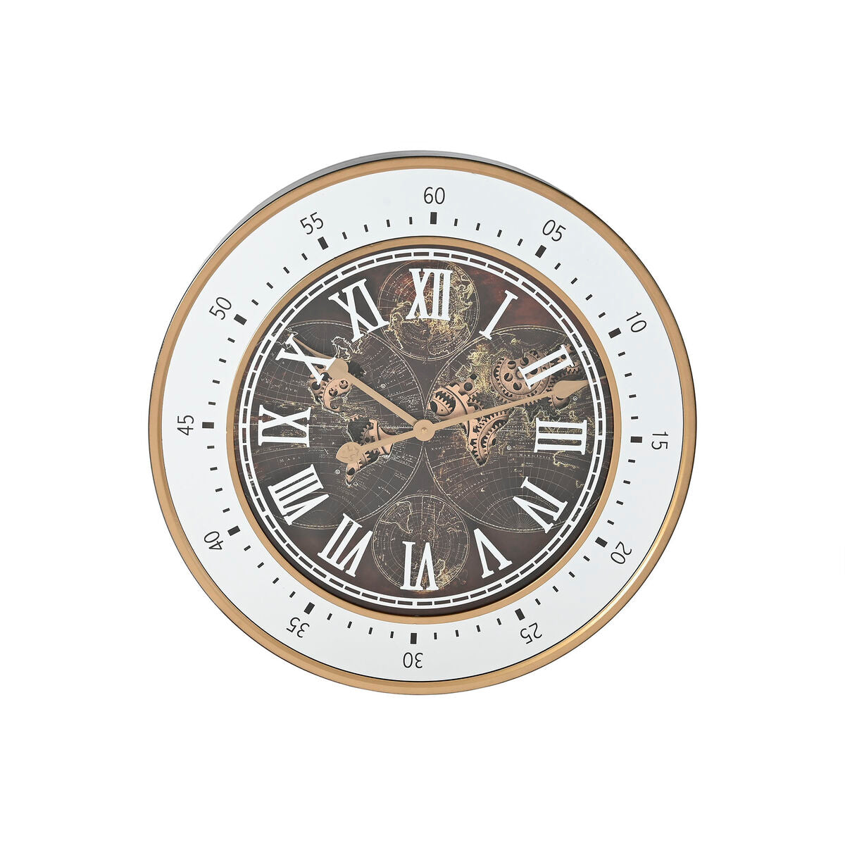 8424002120856 - Wall Clock Brown Golden Crystal Iron 59 x 85 x 59 cm