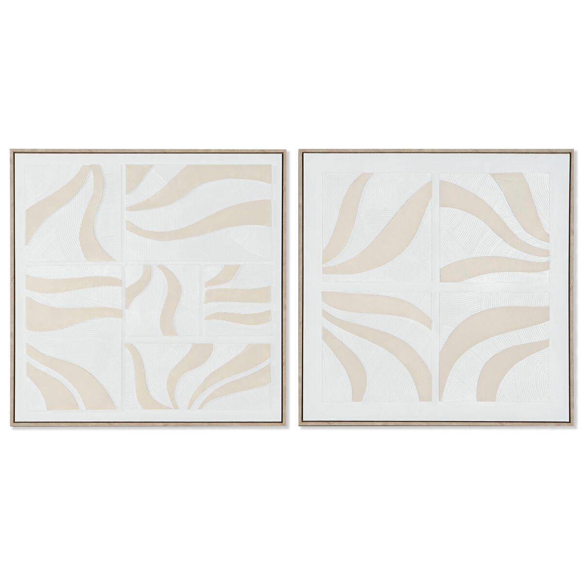 8424002123086 - Gemälde Home Esprit White Beige abstrakte skandinavische 83 x 45 x 83 cm (2 Einheiten)