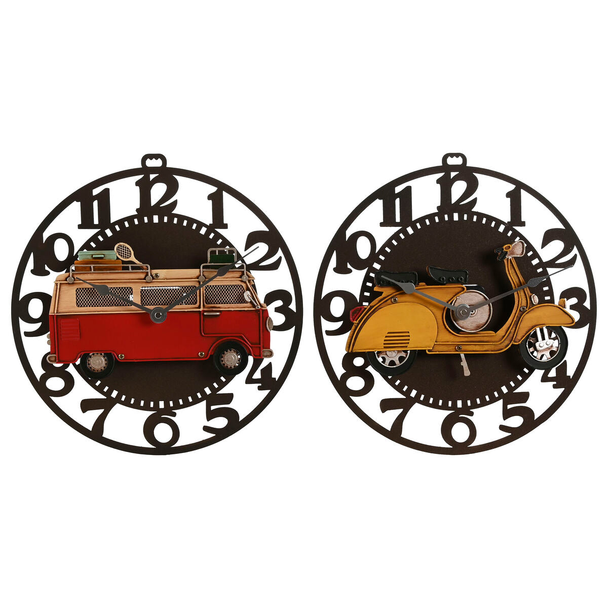 8424002123642 - Wall Clock Yellow Red Metal Vintage 34 x 335 x 325 cm (2 Units)