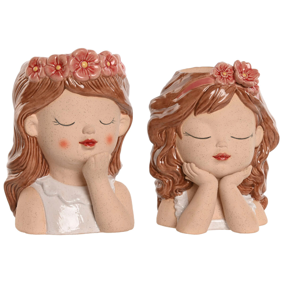 8424002128340 - Blumentopf Weiß Beige Rosa Dolomite chica 12 x 14 x 18 cm (2 Stück)