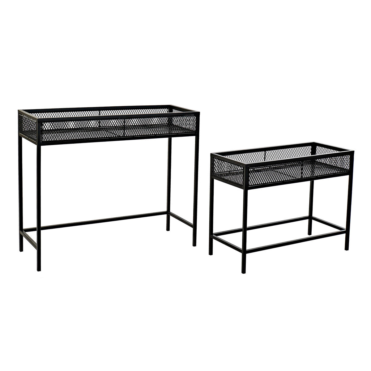 8424002130350 - Set von Pflanzgefäßen Home Esprit Black Metal 70 x 25 x 60 cm