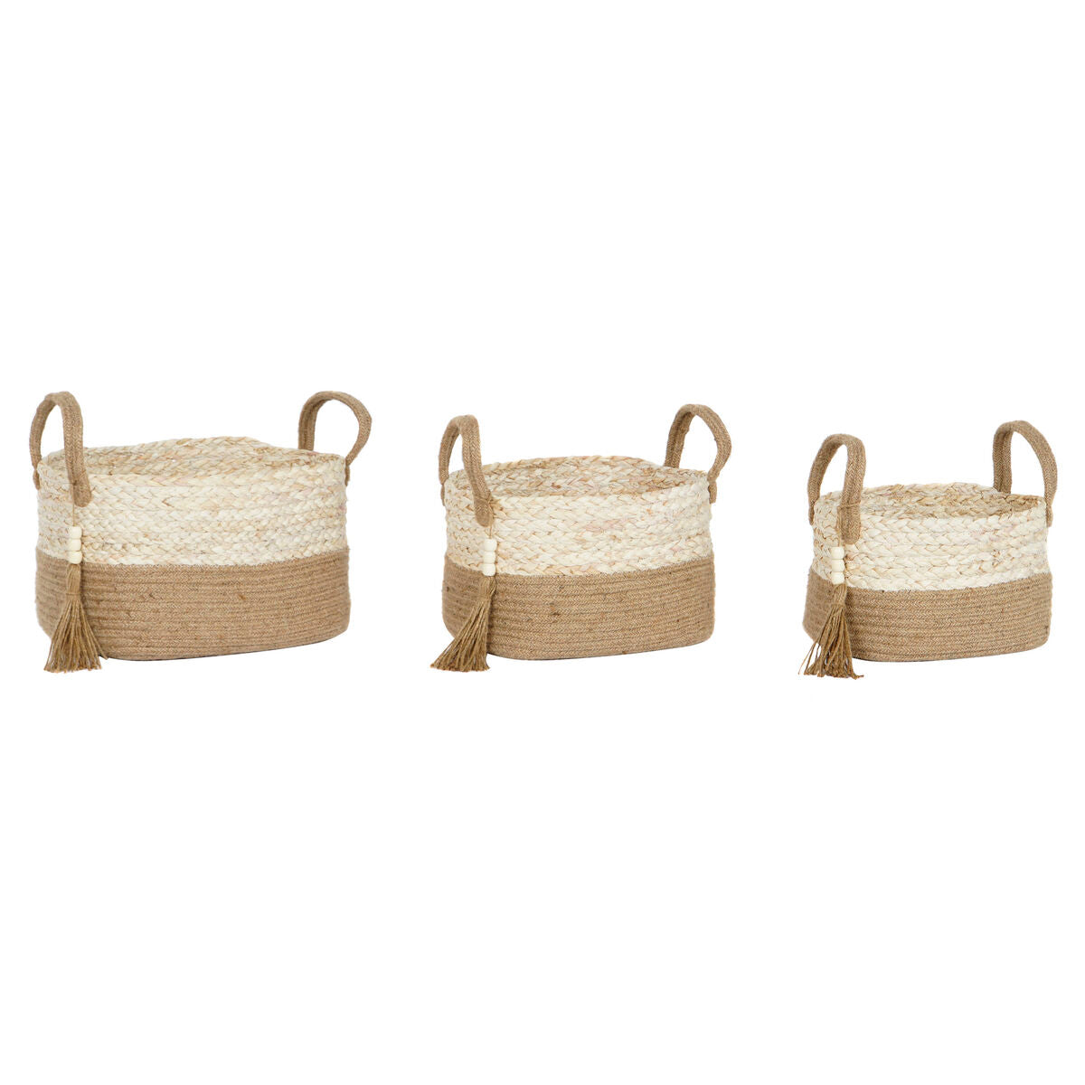 8424002137861 - Korb-Set natürlich Hellbraun Jute Moderne 41 x 30 x 33 cm (3 Stücke)