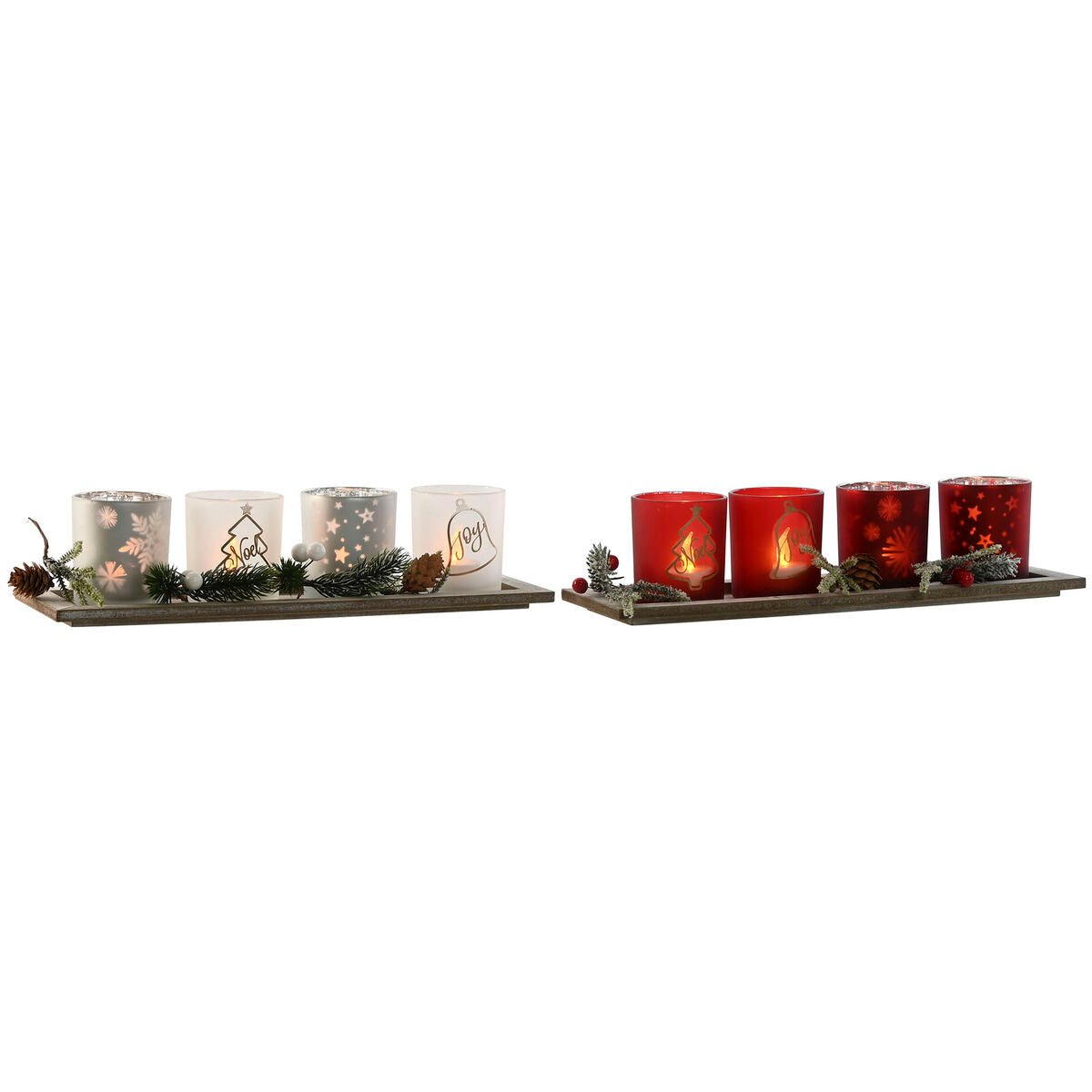 8424002139438 - Weihnachtliche Kerzenhalter Weiß Rot 40 X 9 X 135 cm (5 Stücke) (2 Stück)