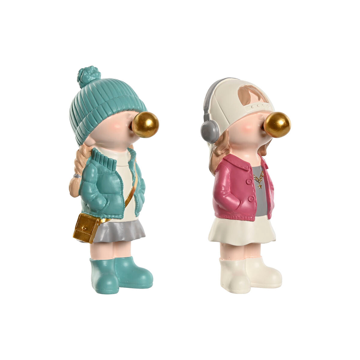 8424002142469 - Deko-Figur Rosa türkis Gold 8 x 10 x 20 cm (2 Stück)